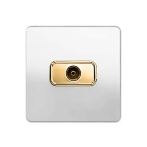 پریز آنتن آسیا مدل کریستال سفید طلایی با طراحی لوکس و عملکرد بالا